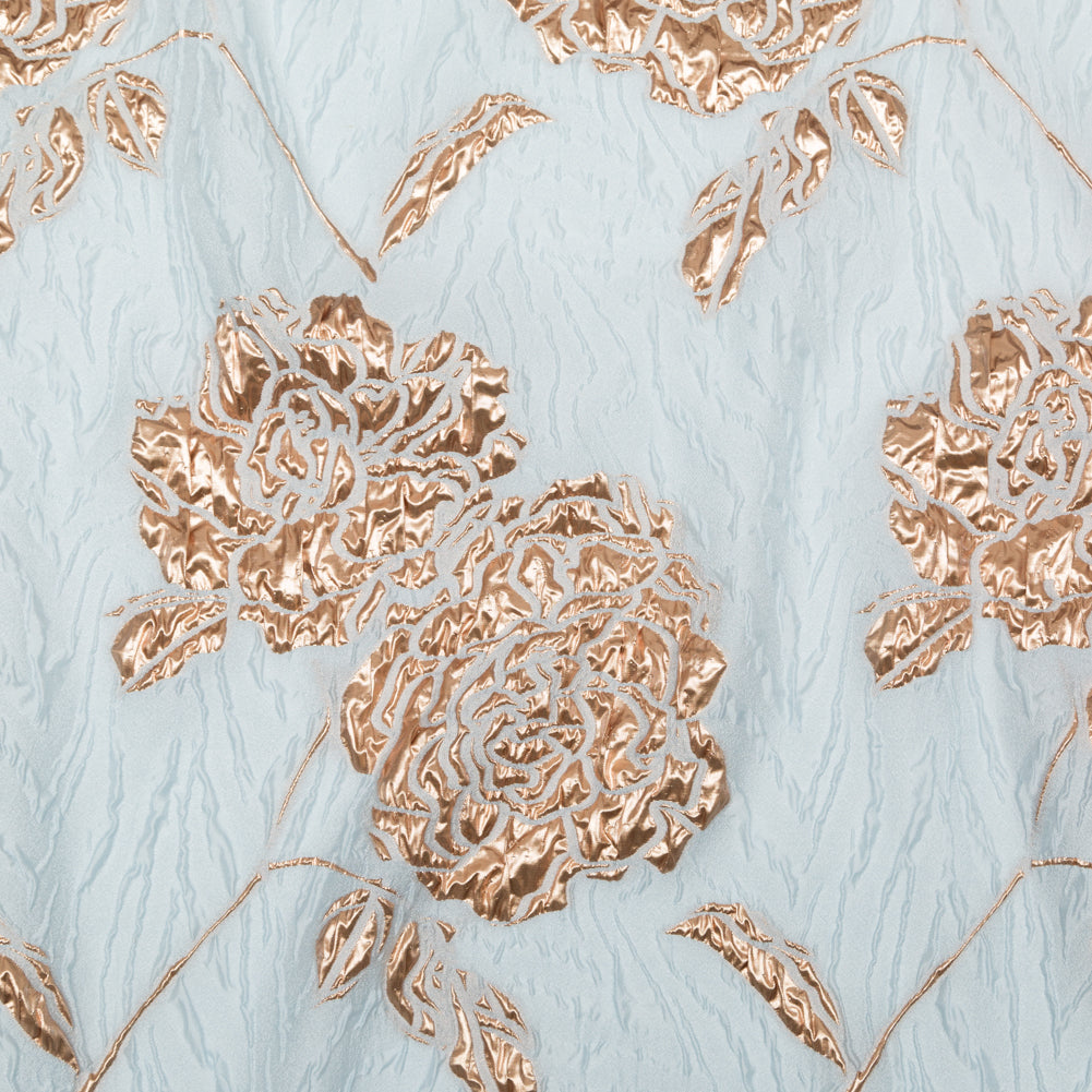 Metallic Bronze and Pearl Blue Rosy Luxury Brocade - Joann Fabrics