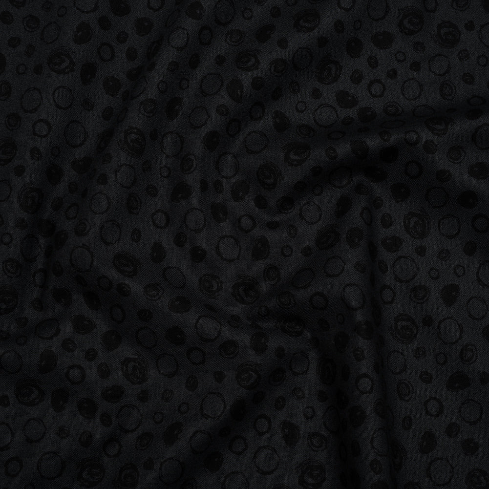 Printed Quilting Cotton by Patrick Lose for Northcott - Black on Black Scribble Spots - Basically Black & White Collection - Joann Fabrics