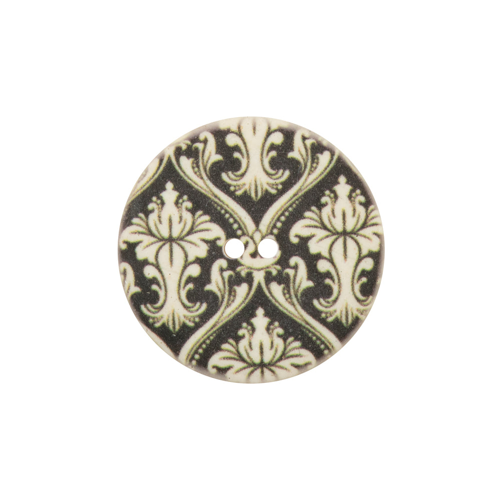Italian Cypress Green Damask Printed Button - 36L/23mm - Joann Fabrics