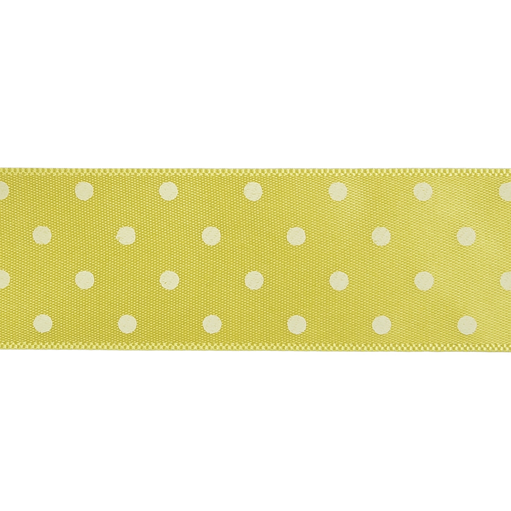 Banana and White Polka Dot Satin Ribbon - 1