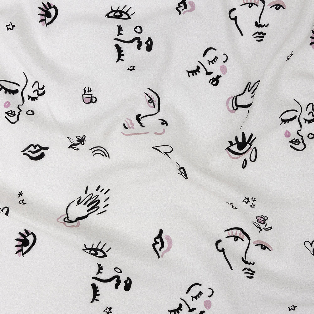 Mood Exclusive White Pictogram Pleasure Drapey Viscose Woven - Joann Fabrics