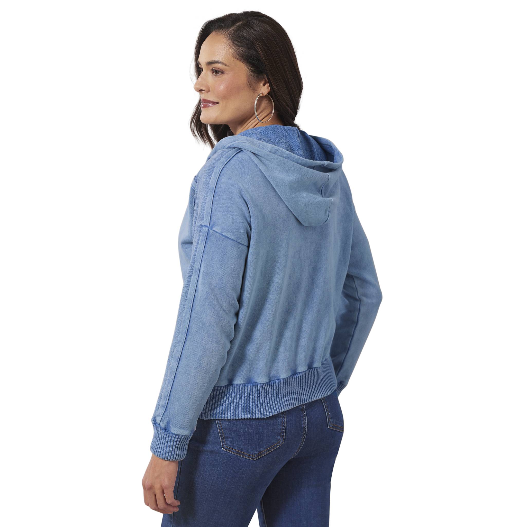 Vintage-Wash Cotton French Terry Hoodie, Zip Front, Drop Shoulders - Northstyle Catalog