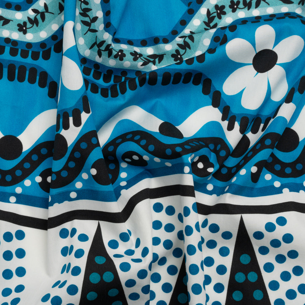 Cotton Poplin Panel - Blue Geometric and Floral - Mood Exclusive Link Up - Joann Fabrics