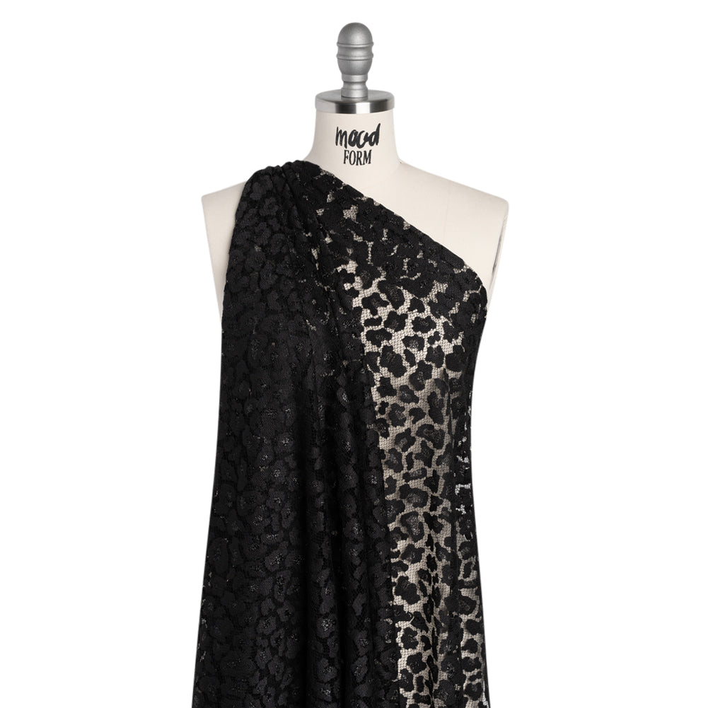 Metallic Raschel Lace with Finished Edges - Black Leopard Spots - Joann Fabrics