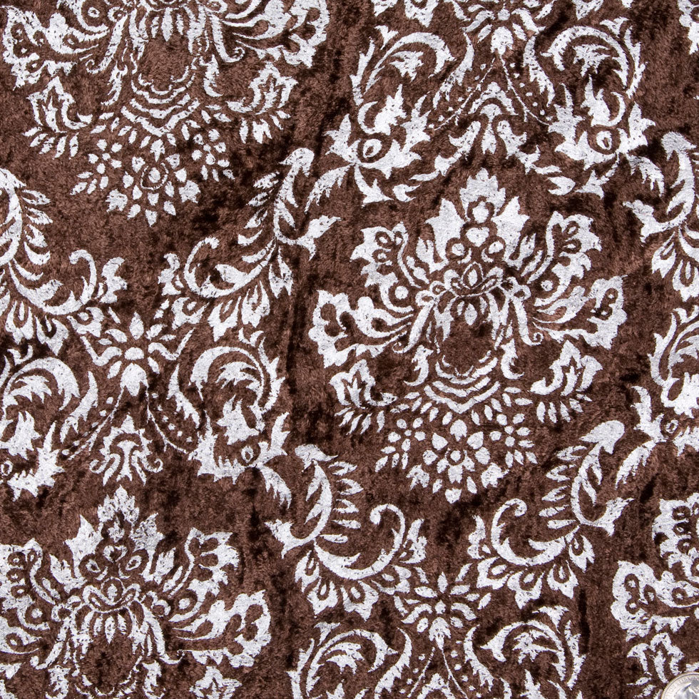 Dark Brown/Silver Damask Velvet - Joann Fabrics