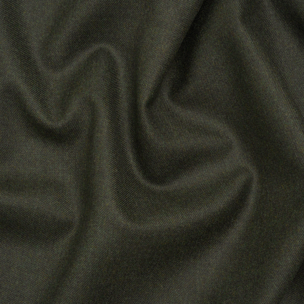 Brushed Virgin Wool Twill Made in Italy - Heathered Dark Forest Green - Joann Fabrics
