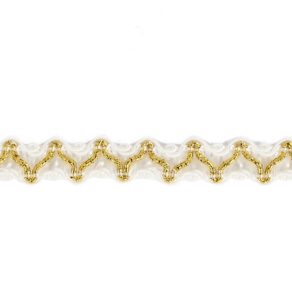 White and Metallic Gold Gimp Braided Trim - 0.375