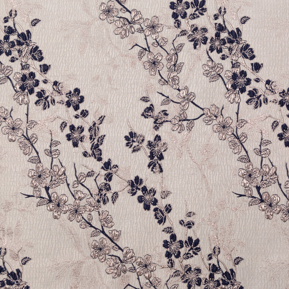 Rose Gold and Navy Luxury Floral Metallic Brocade - Joann Fabrics