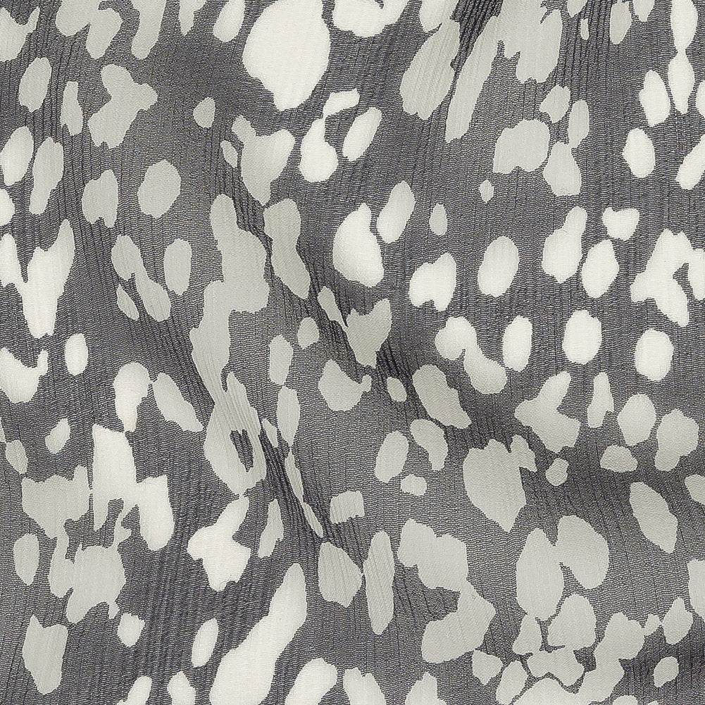 Black and Marshmallow Abstract Crinkled Silk Chiffon - Joann Fabrics