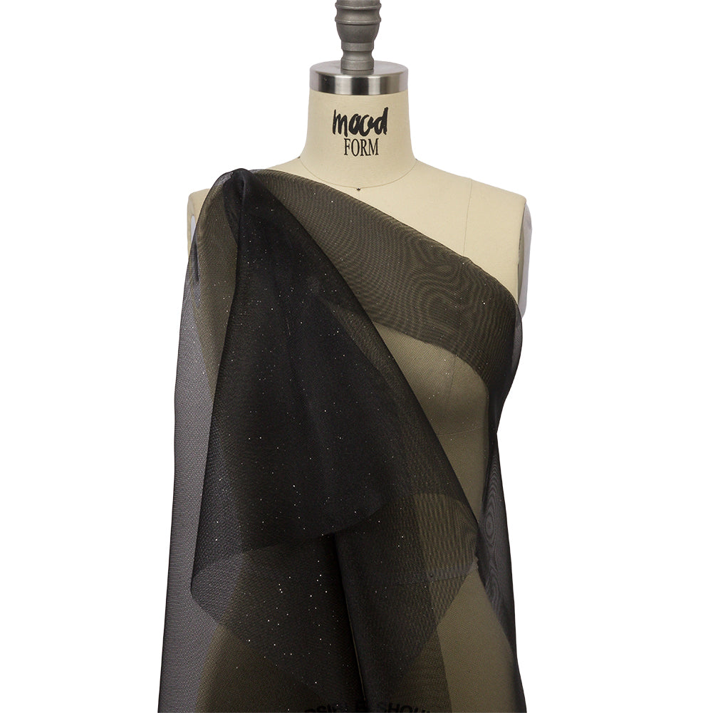 Polyester Mesh Organza with Silver Glitter - Black - Starlight Collection - Joann Fabrics