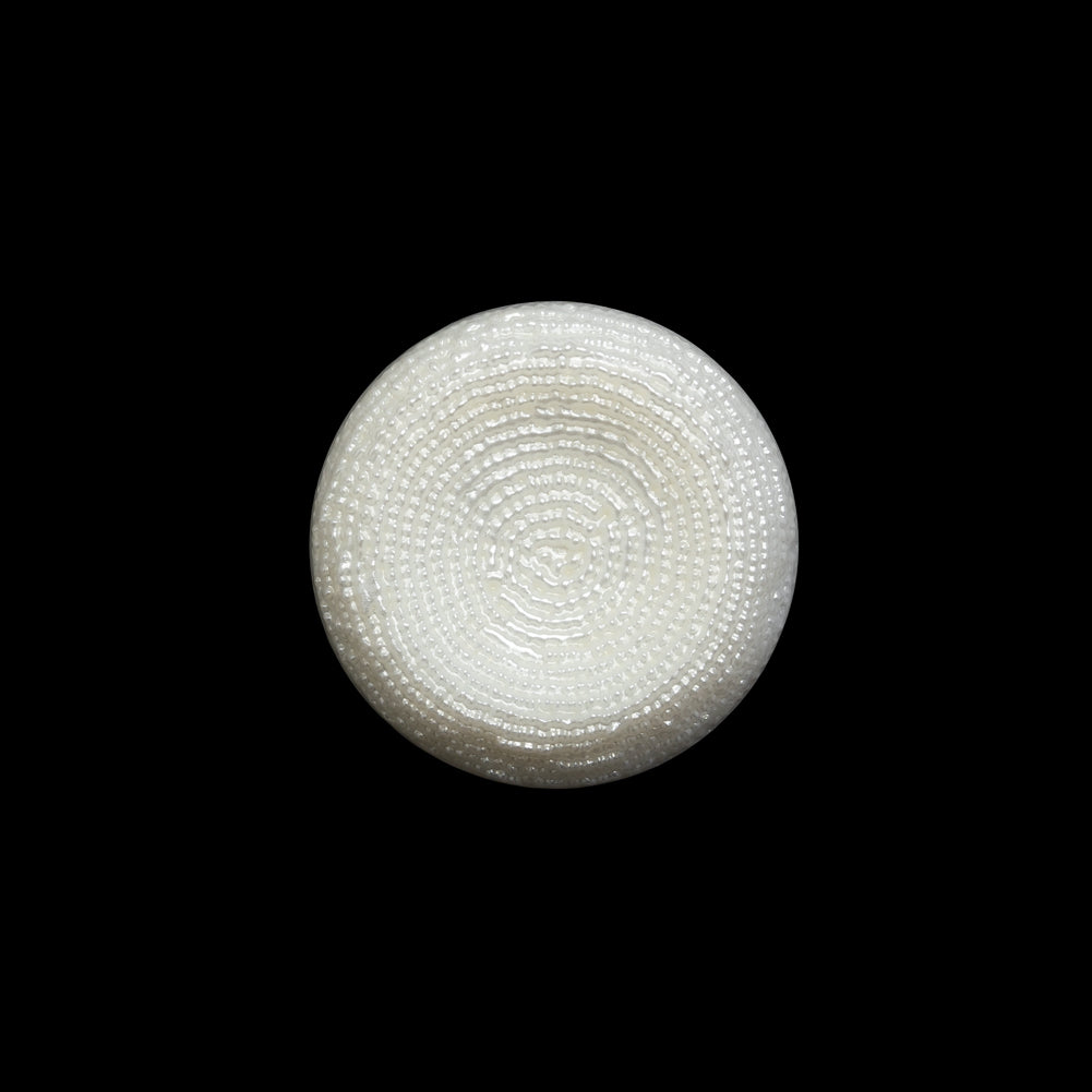 Concave Plastic Shank Back Button - White Beaded Look Embossed - 30L/19mm - Joann Fabrics