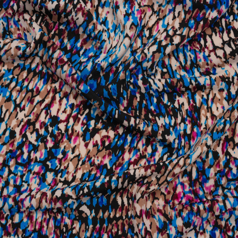 Stretch Polyester Tricot Print - Pink, Blue and Beige Abstract Spots - Designer Deadstock - Joann Fabrics
