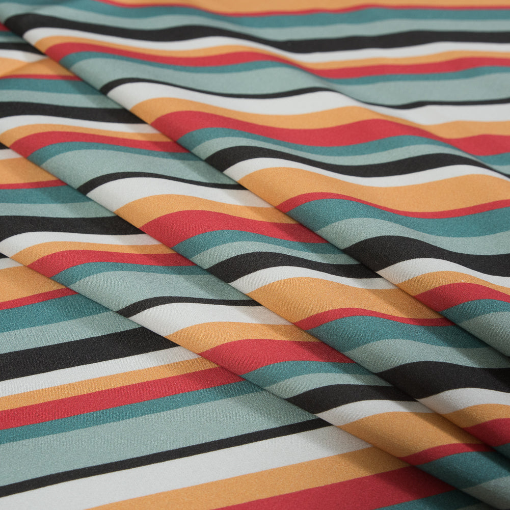 Stretch Cotton Sateen - Orange and Blue Diagonal Stripes - Prajapati's Gift Print - Mood Exclusive Surya Collection - Joann Fabrics