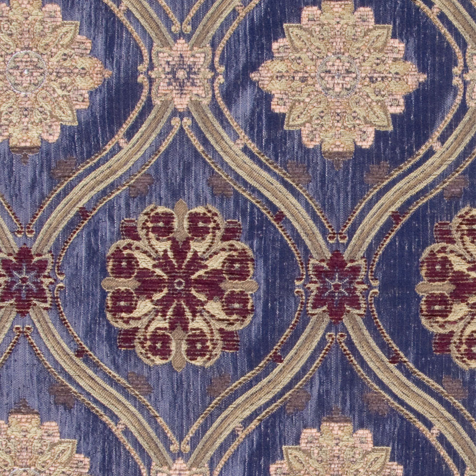Blue/Gold/Wine Floral Brocade - Joann Fabrics