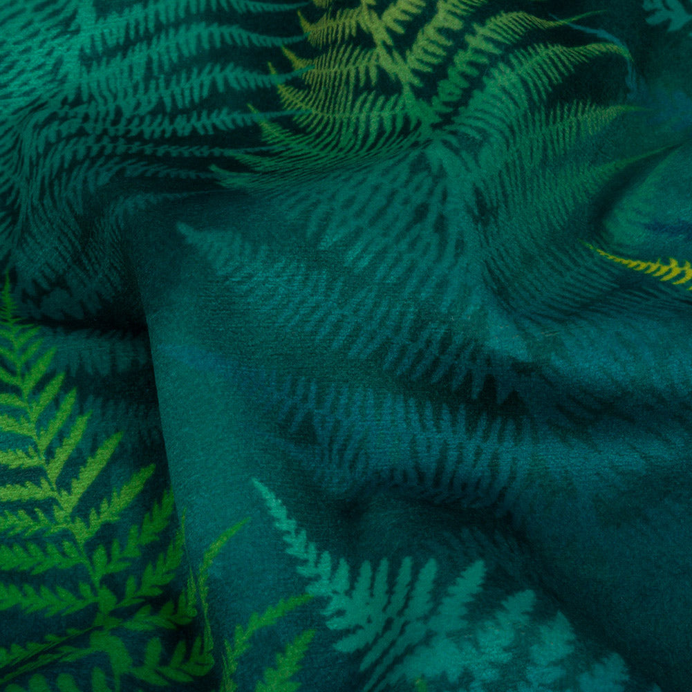 Printed Polyester Velvet - Peacock Foggy Ferns - British Imported - Joann Fabrics