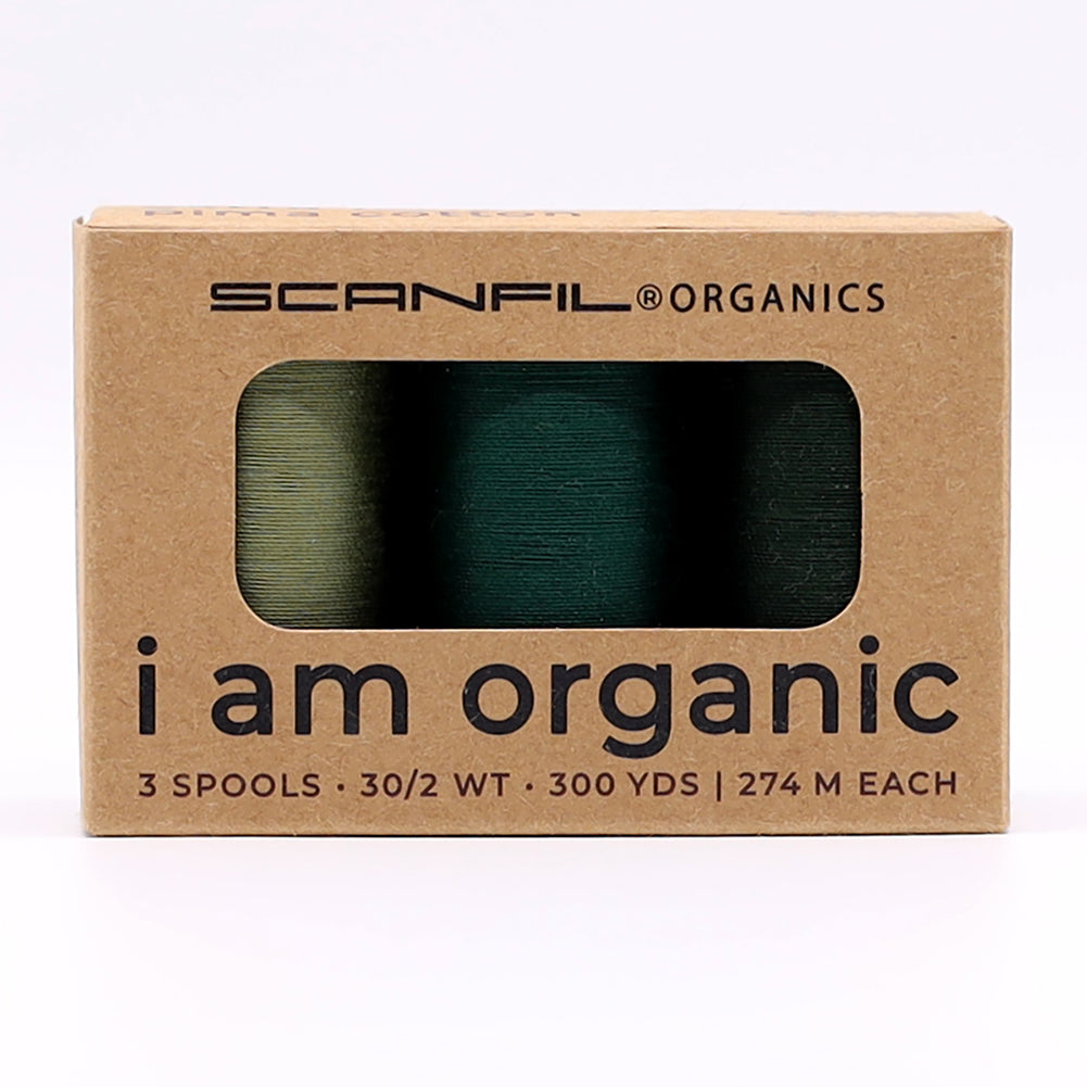 SCANFIL® 30wt Organic Pima Cotton Thread Trio Set - 3ct 300yd Spools - Foresty Greens - Joann Fabrics