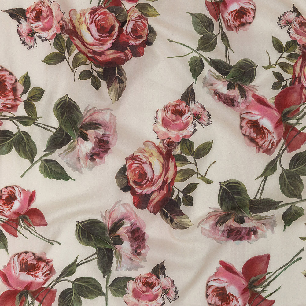 Cotton Voile - White and Pink Floral - Inhotim Blooms Print - Mood Exclusive Rio Collection - Joann Fabrics