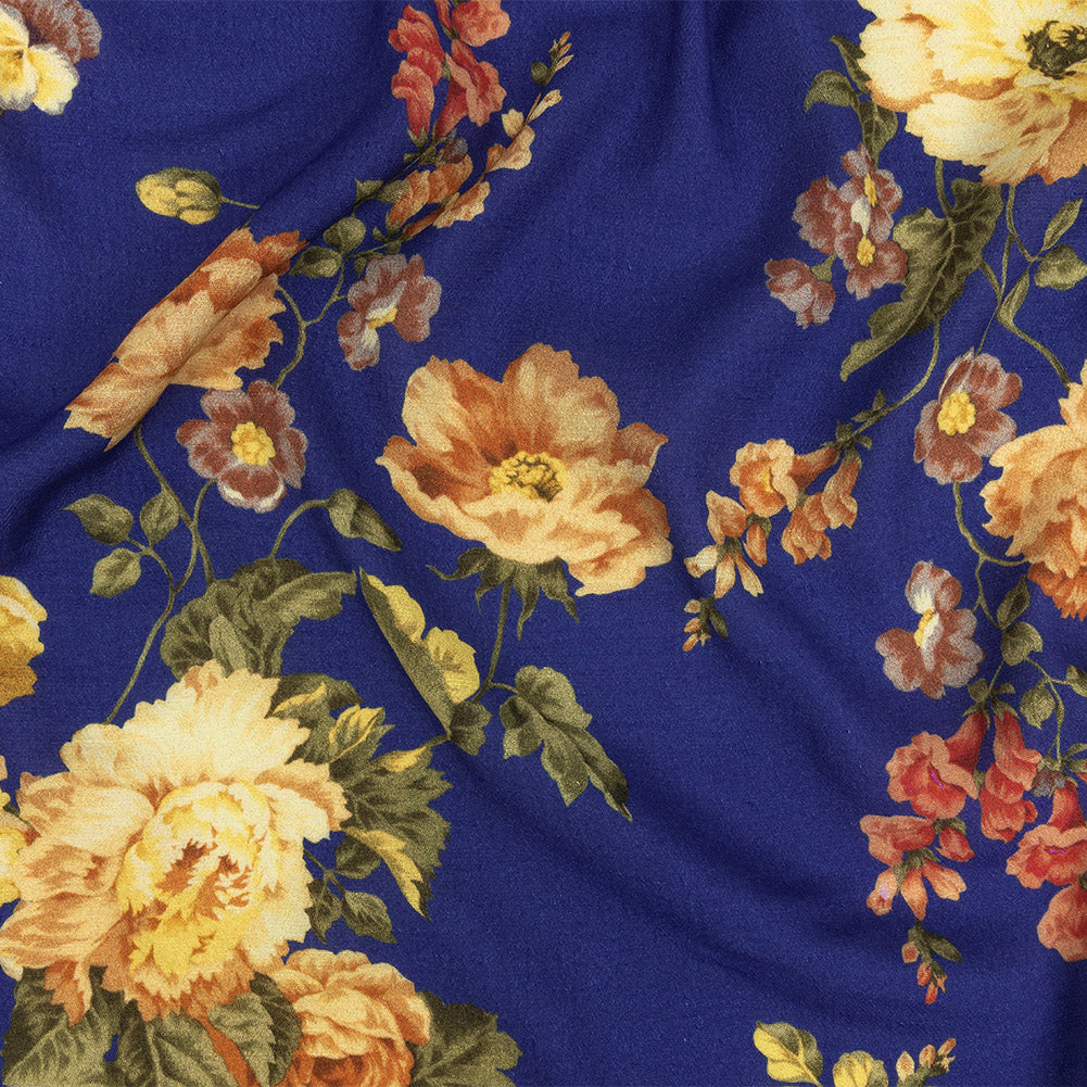 Gauzy Viscose Crepe Print - Cobalt, Pink and Yellow Floral - Mood Exclusive Flores de la Toscana - Joann Fabrics