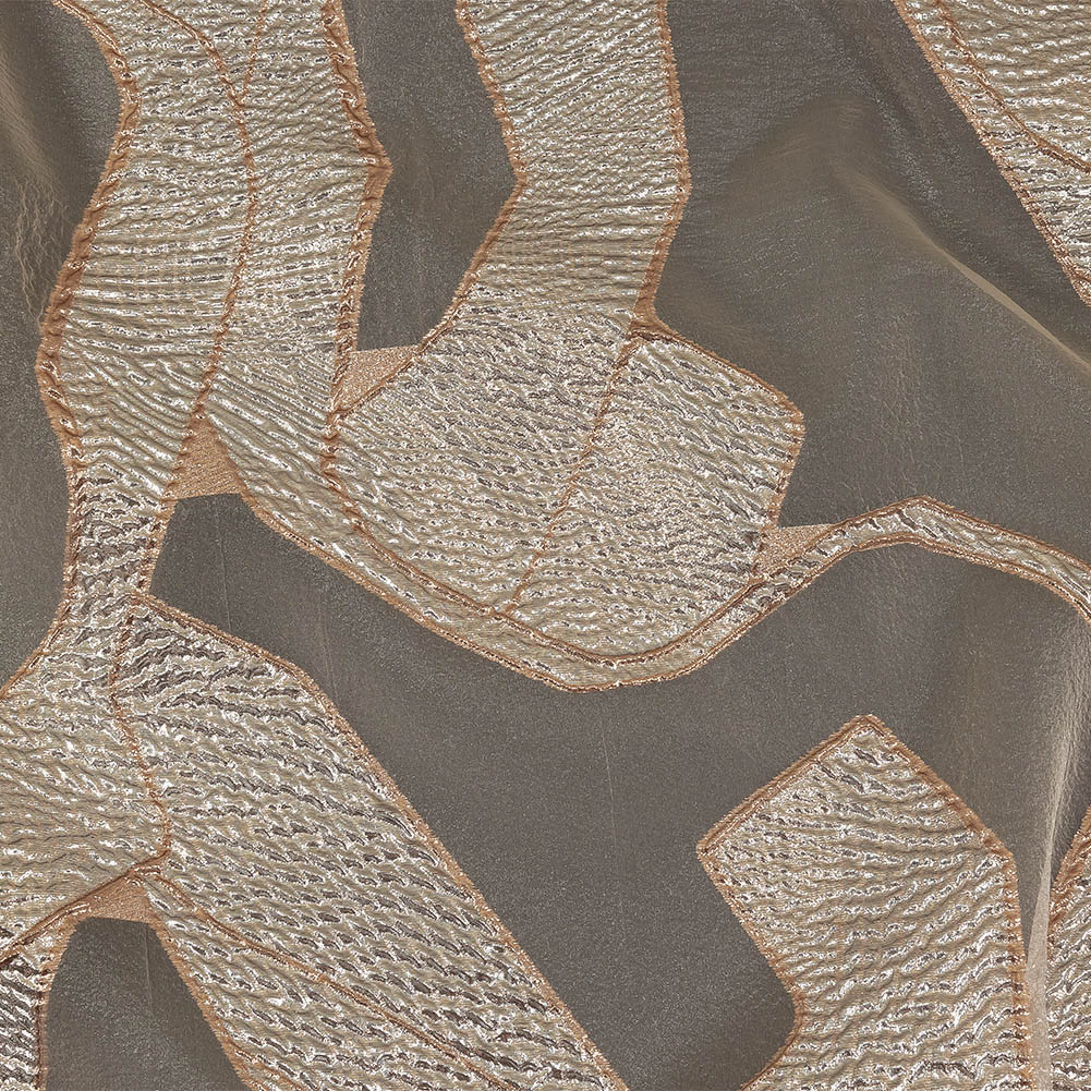 Metallic Silver and Rose Gold Abstract Luxury Burnout Brocade - Joann Fabrics