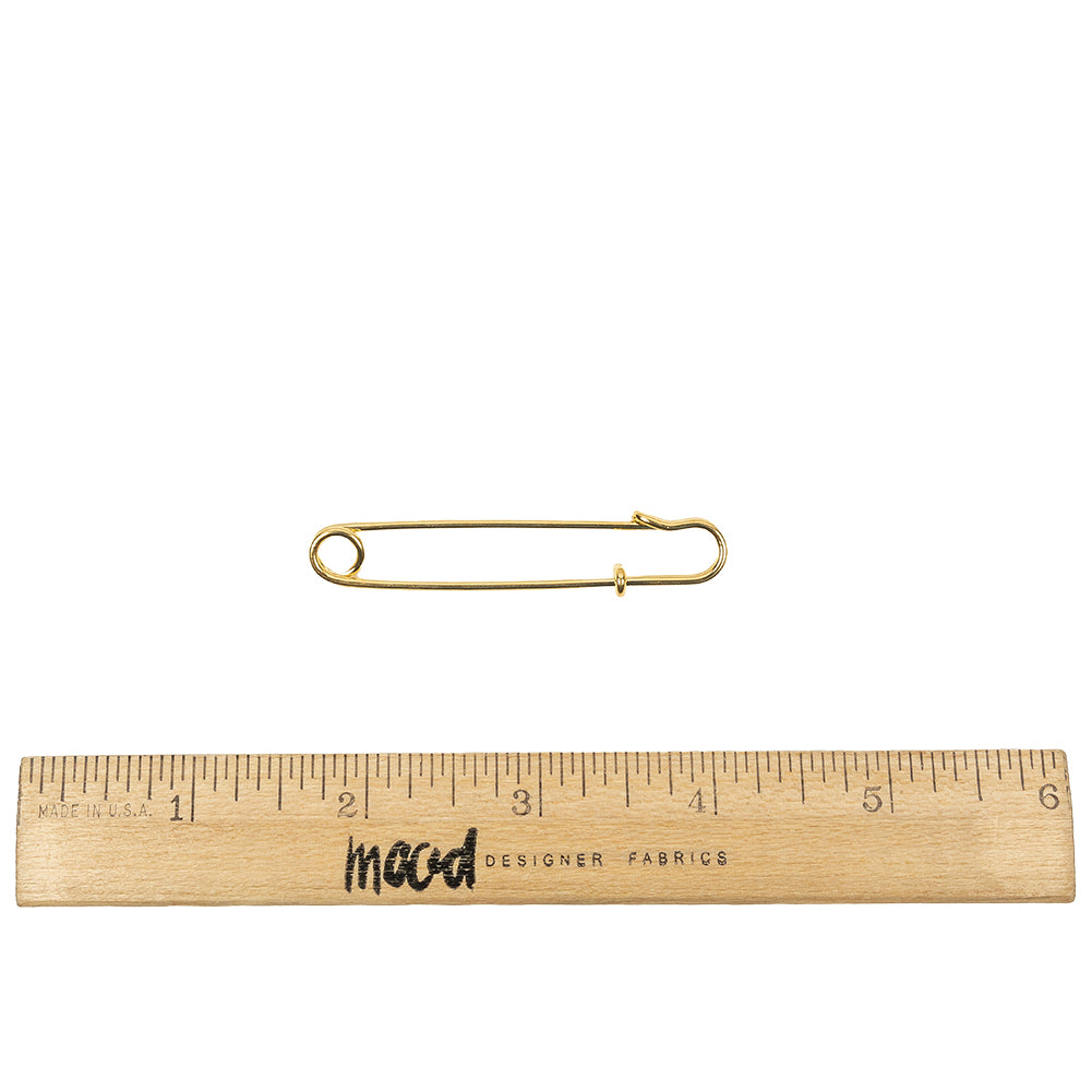 Vintage Czech Gold Decorative Safety Pin - 2.5