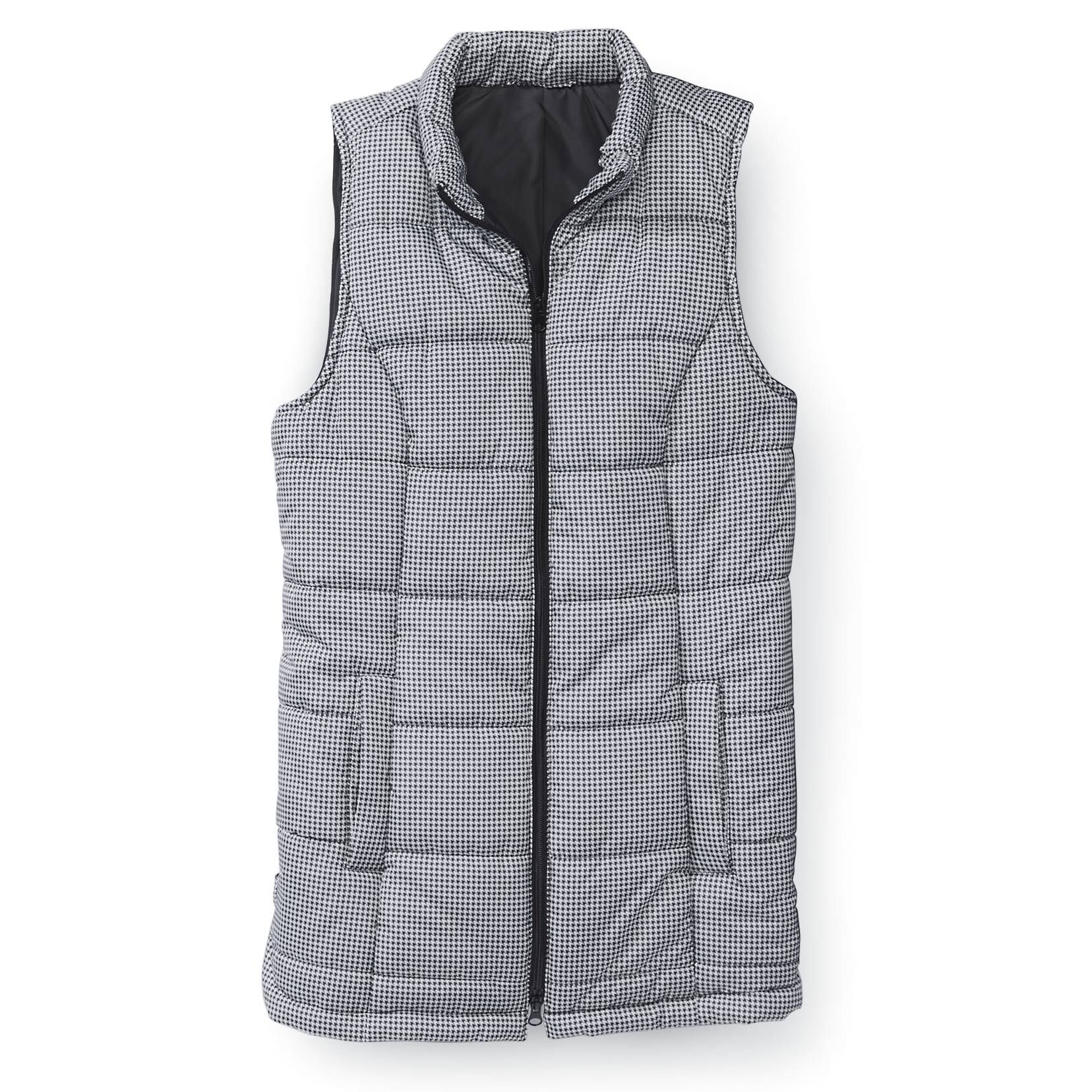 Long-Length Houndstooth Vest, 2-Way Zip, Side Snap Tabs, Zip Pockets - Northstyle Catalog