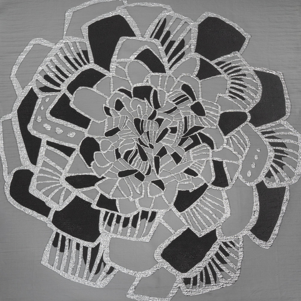 Metallic Luxury Burnout Brocade Panel - Black and Silver Floral Medallion - Joann Fabrics