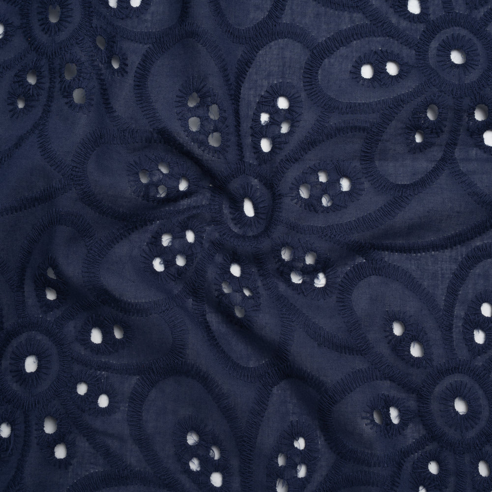 Embroidered Eyelet Cotton Voile - Medieval Blue Big Flowers - Naomi Collection - Joann Fabrics