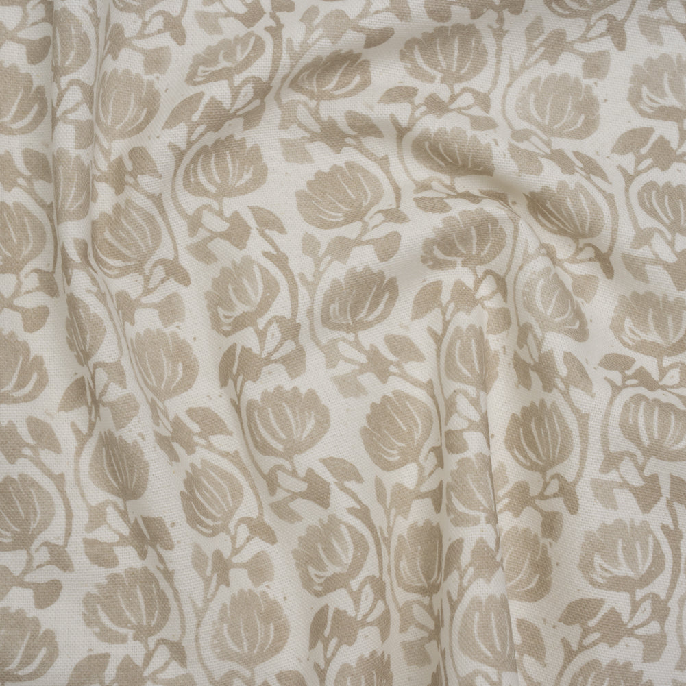 Cotton and Linen Canvas Print - Natural Block Print Florals - British Imported - Joann Fabrics