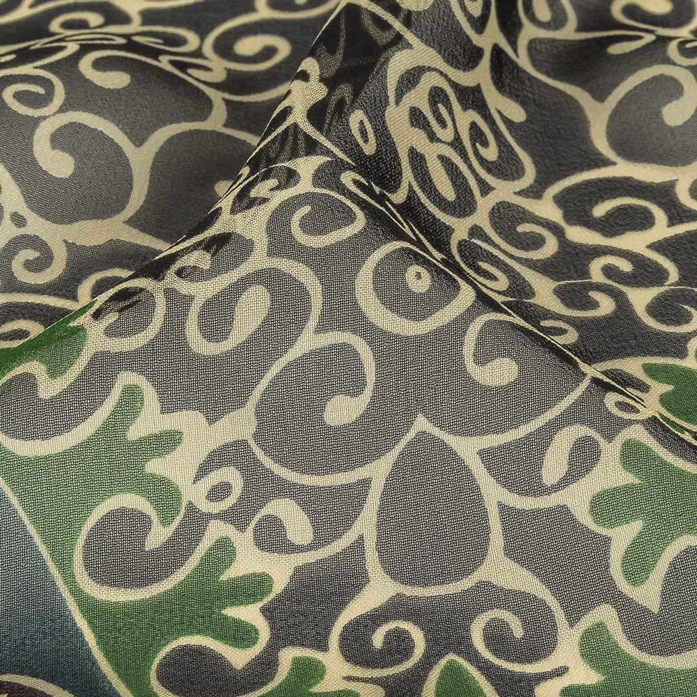 Blue, Green and Brown Classical Abstractions Silk Chiffon - Joann Fabrics