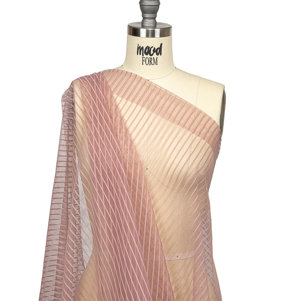 Embroidery Striped Tulle - Dusty Rose - Elsinore Collection - Joann Fabrics