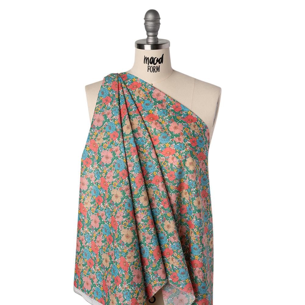 Liberty Fabrics Tana Lawn® - Meadow Song Green - Pink, Blue and Green Flower Field - Joann Fabrics