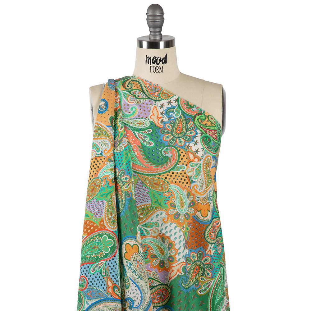 Cotton Voile - Green and Orange Paisley - Dragonfly Inn Print - Mood Exclusive Gisele Collection - Joann Fabrics