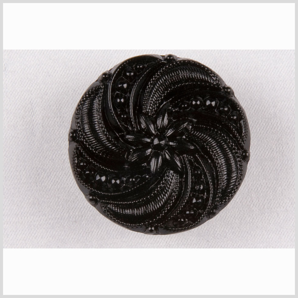 Black Floral and Swirl Glass Button - 36L/23mm - Joann Fabrics