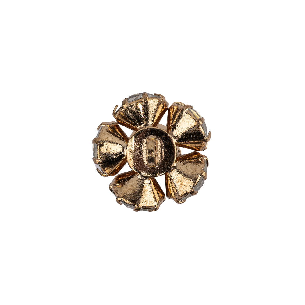 Vintage Swarovski Crystal Rhinestones and Gold Metal Floral Shank Back Button - 25L/16mm - Joann Fabrics