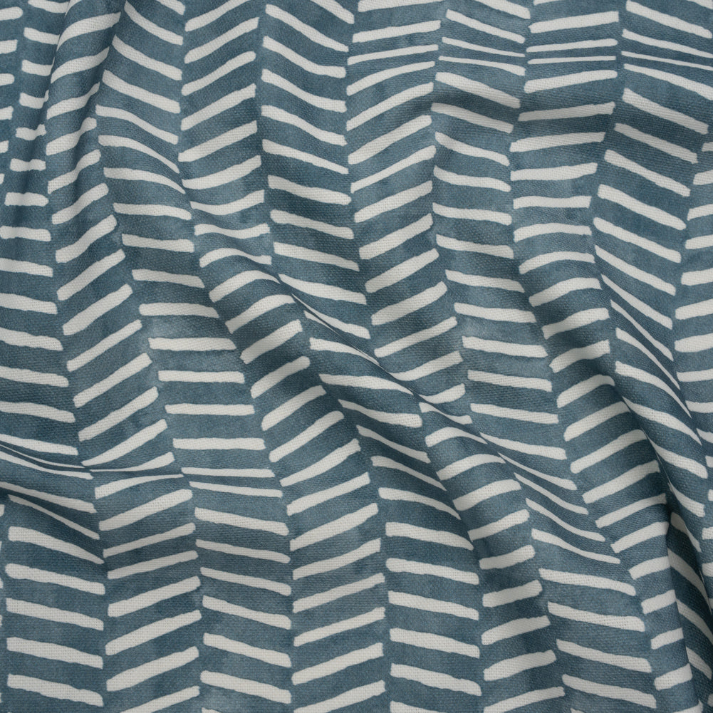 Brushed Cotton and Linen Canvas Print - Denim Painted Herringbone - British Imported - Joann Fabrics