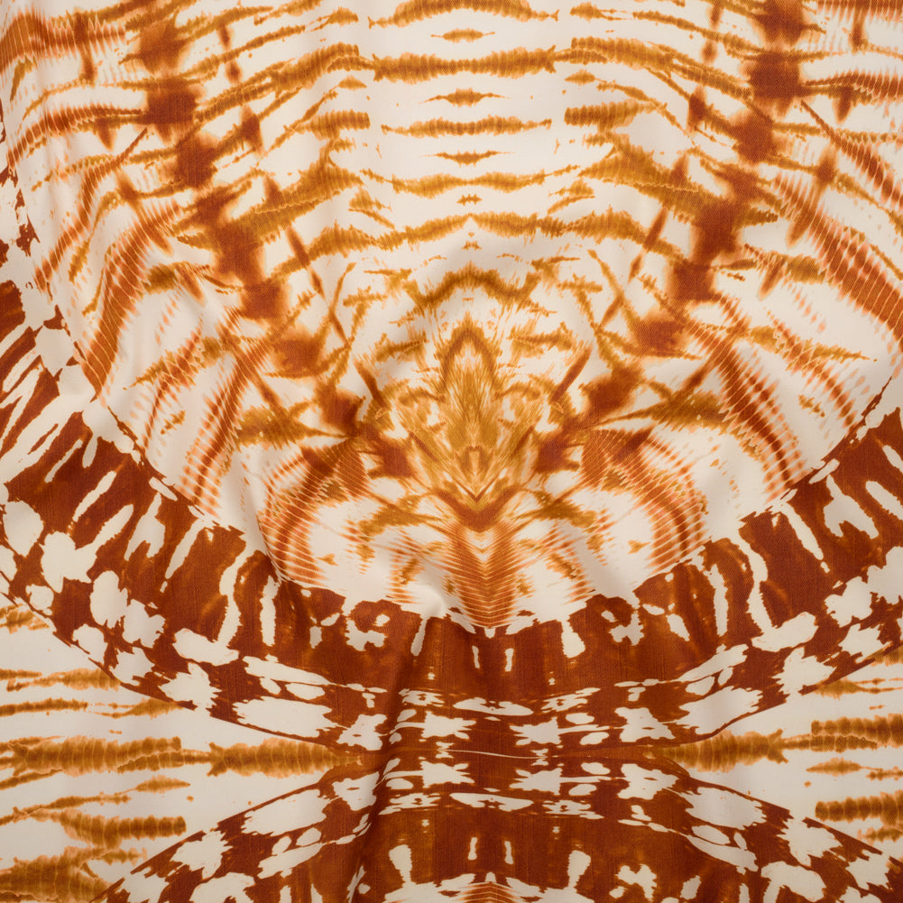 Peached Polyester Twill Panel - Burnt Orange and Cream Tie Dye Ovals - Mood Exclusive Golden Hour Groove Print - Joann Fabrics
