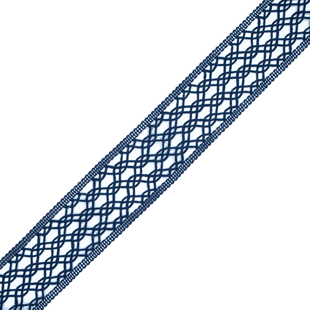 Navy European Crochet Trim - 2.25