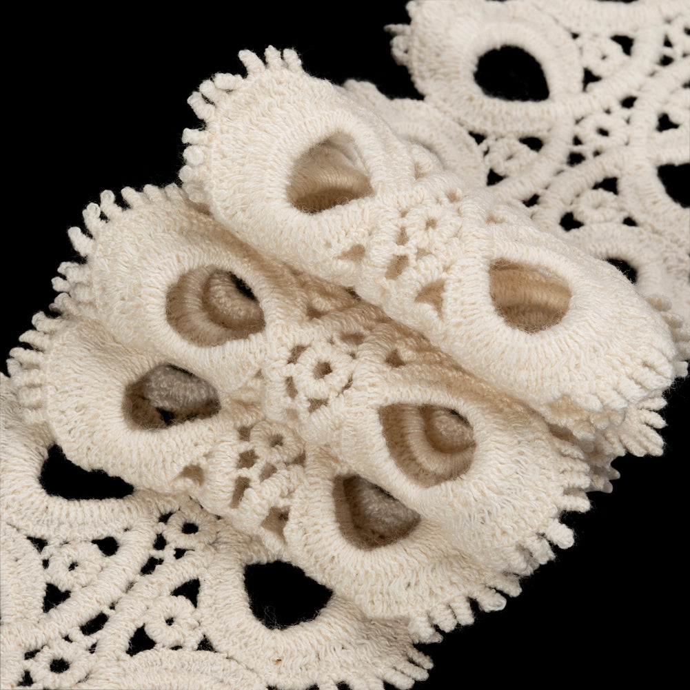 Natural Loop de Loops and Little Fringe Cotton Venise Lace Trim - 2.75