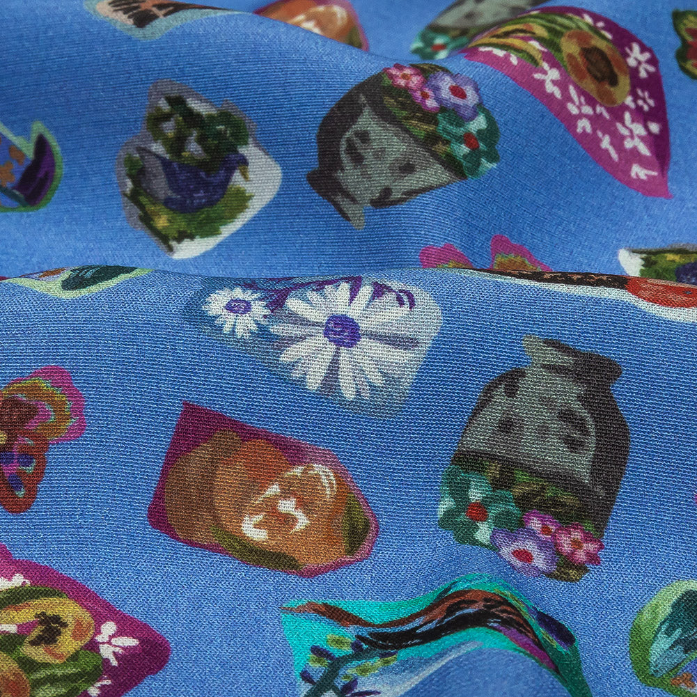 Sustainable Viscose Woven Print - Ultramarine Blue Floral Stickers - Mood Exclusive Sticking Power - Joann Fabrics