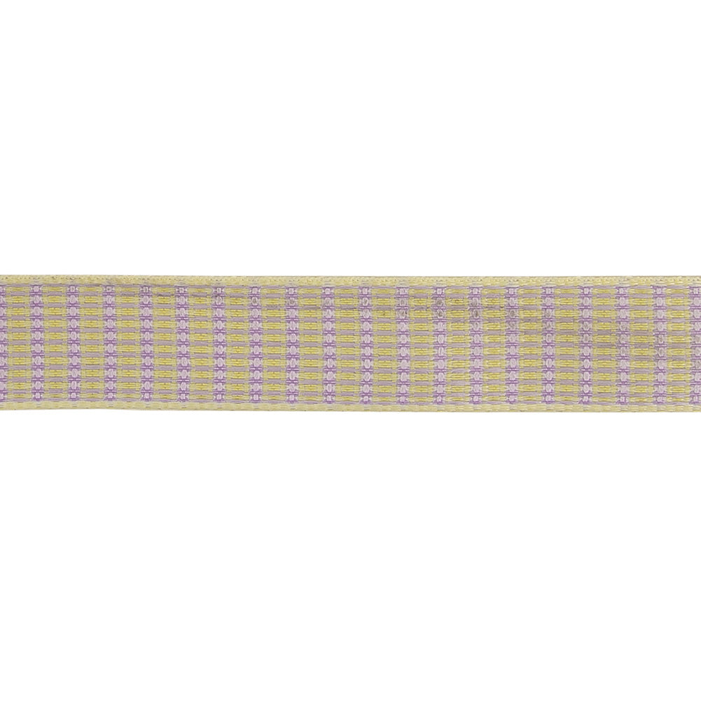 Lavender, Lemon, and Tofu Rectangles Jacquard Ribbon - 0.625