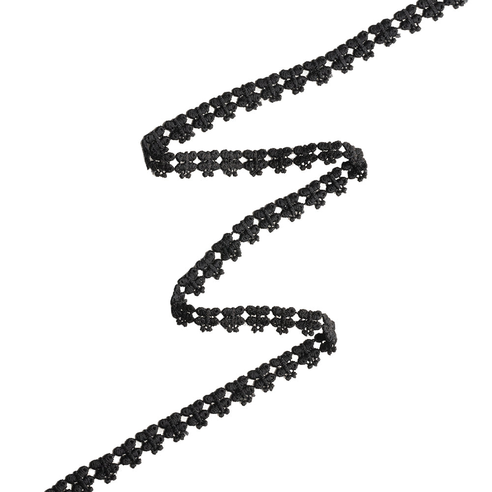 Black Simple Butterflies Venise Lace Trim - 0.375