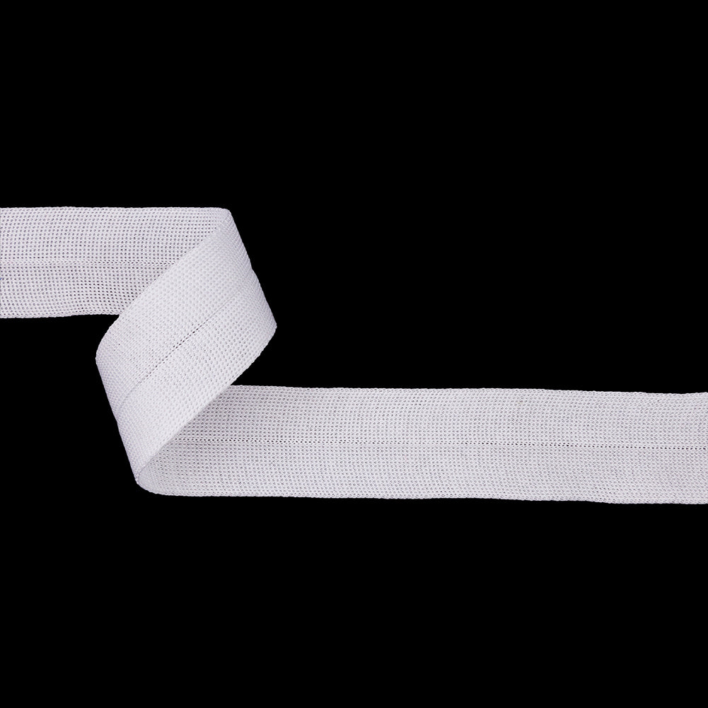 White Cotton Knit Foldover Trim - 1.25