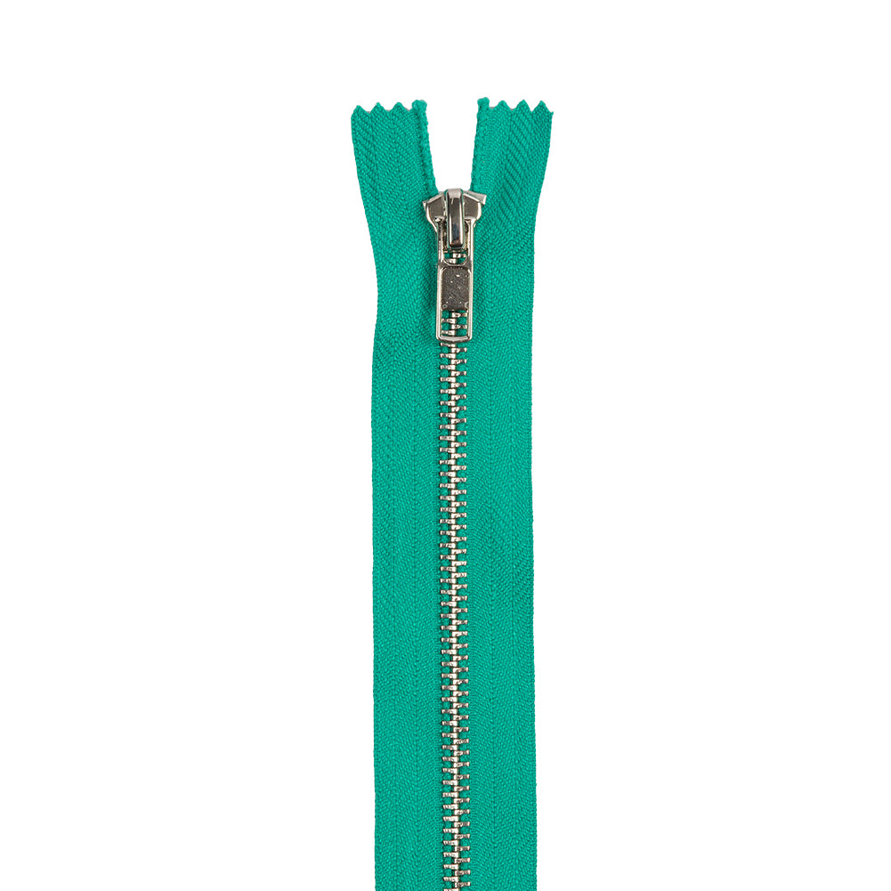 Teal and Silver T5 Closed End Metal Zipper - 36