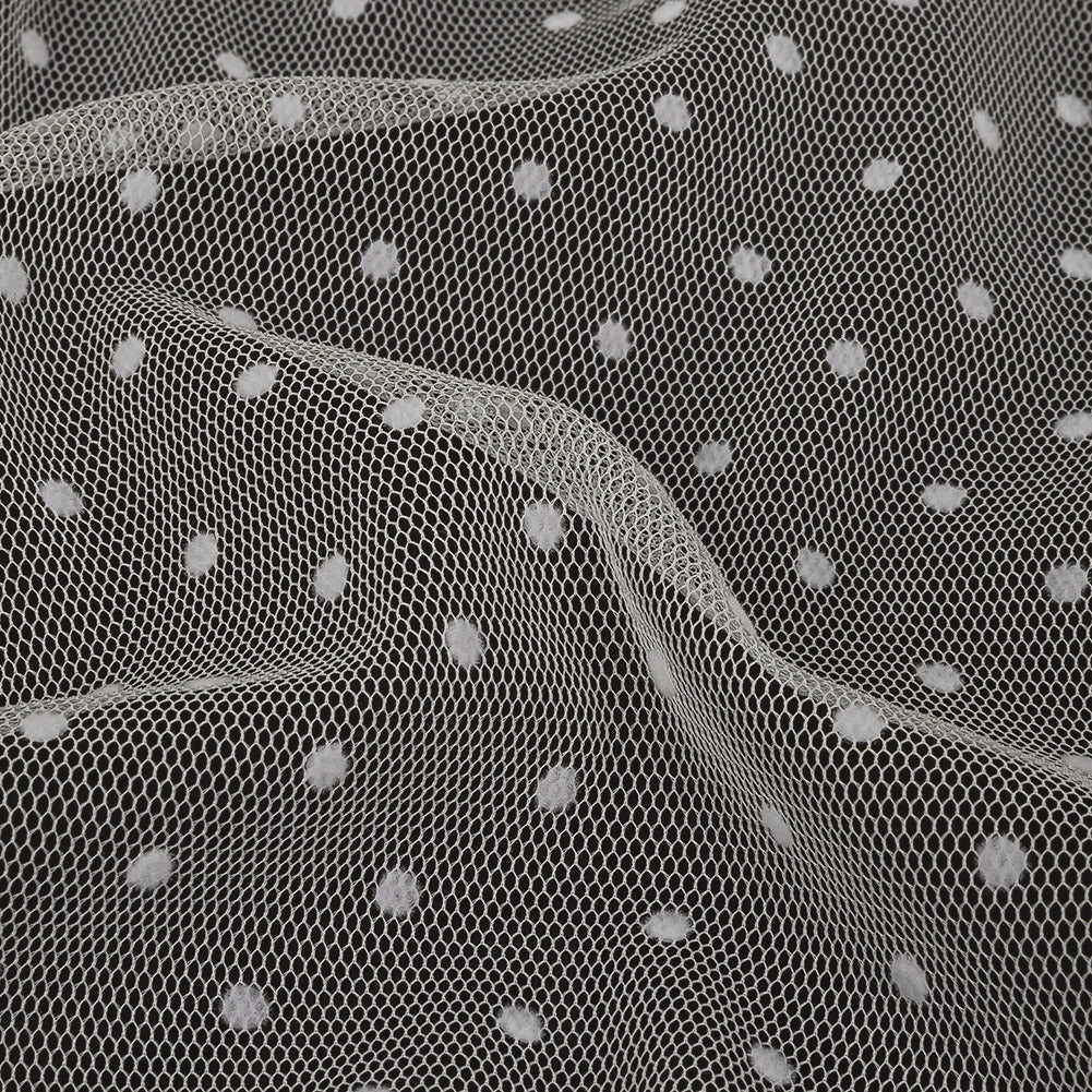 Famous Australian Designer Cream Flocked Dots Polyester Mesh - Joann Fabrics