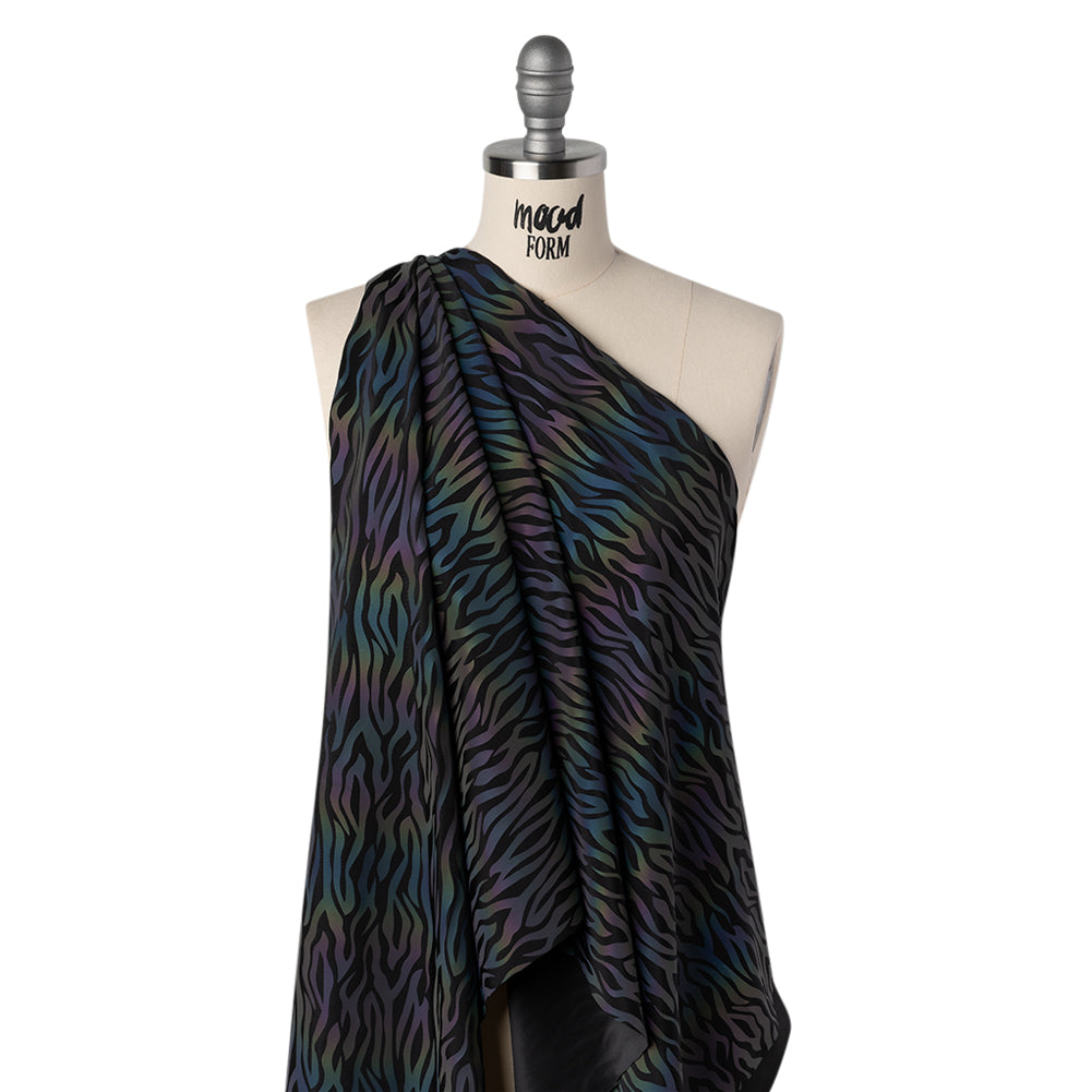 Reflective Print Spandex Knit with 4-Way Stretch - Rainbow and Black Zebra Stripe - Joann Fabrics