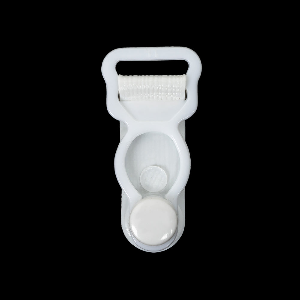 White Non-Detachable Plastic Garter Clip for 3/8