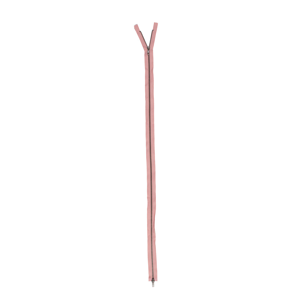 Peach Quartz and Matte Silver Metal Two-Way Zipper - 36