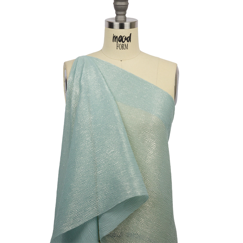 Polyester Chiffon Plisse with All-Over Foil - Baby Blue and Gold - Honey Collection - Joann Fabrics
