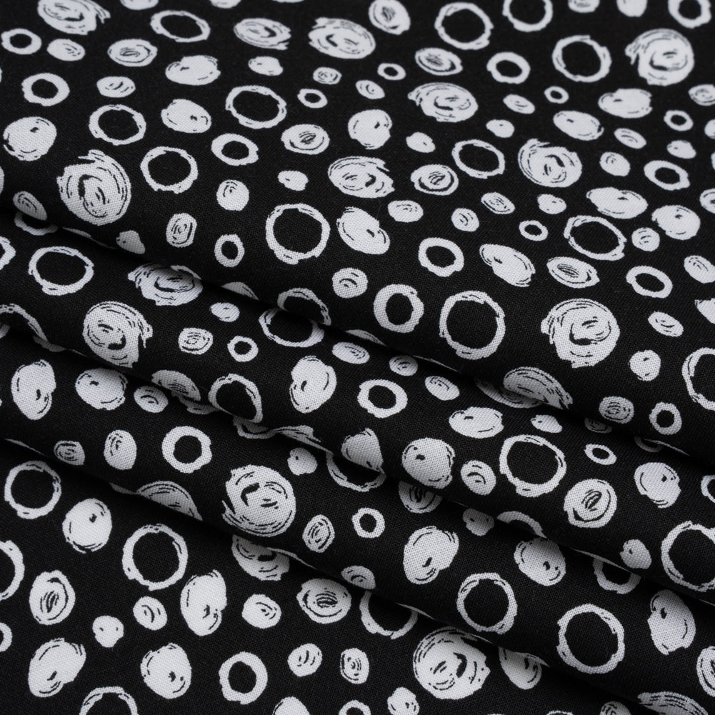 Printed Quilting Cotton by Patrick Lose for Northcott - White on Black Scribble Spots - Basically Black & White Collection - Joann Fabrics