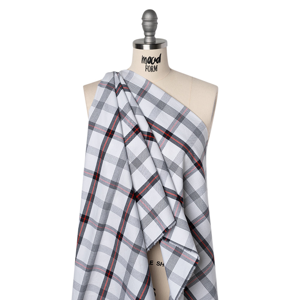 Cotton Oxford Shirting - Midnight Blue, Red and White Plaid - Deadstock - Joann Fabrics